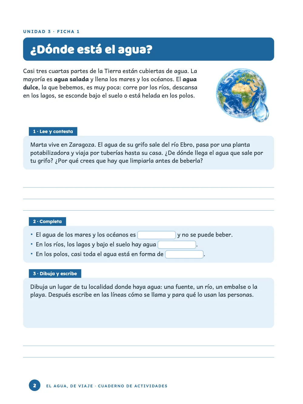 Página 2: ¿Dónde está el agua?
