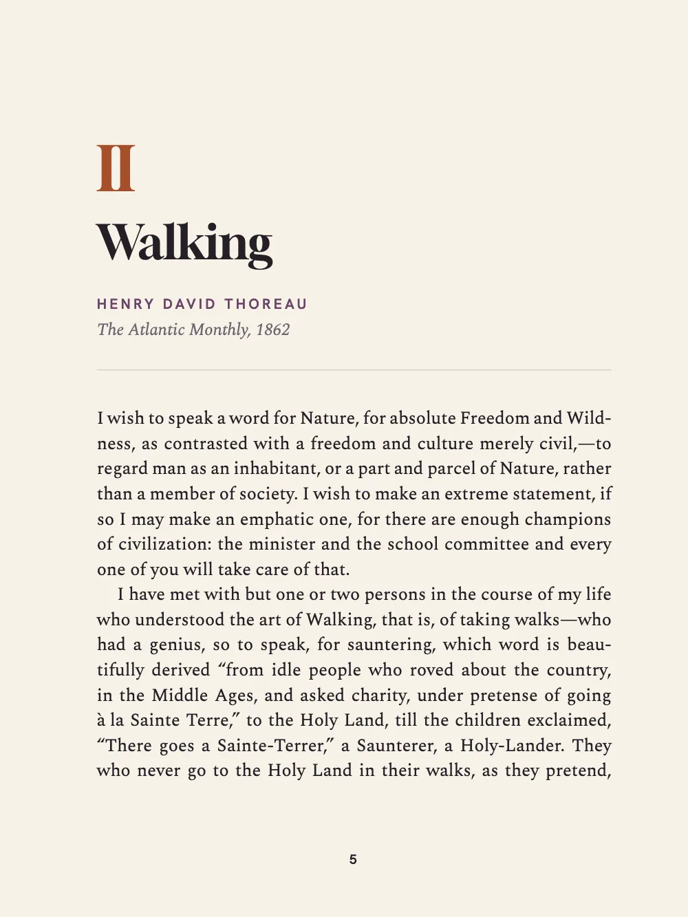 Opening page 5: II Walking.