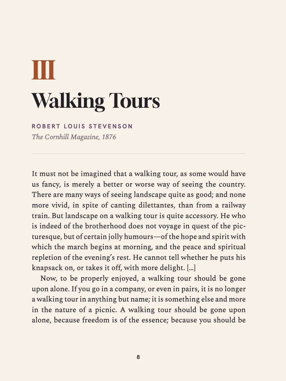 Opening page 8: III Walking Tours.