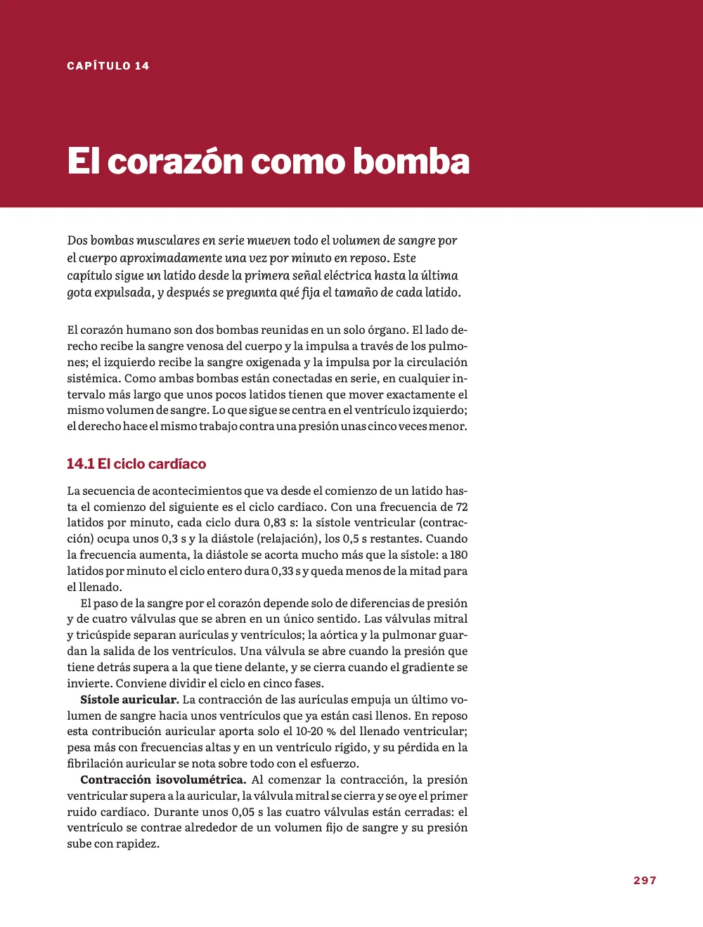 Página de apertura 297: 14 El corazón como bomba.