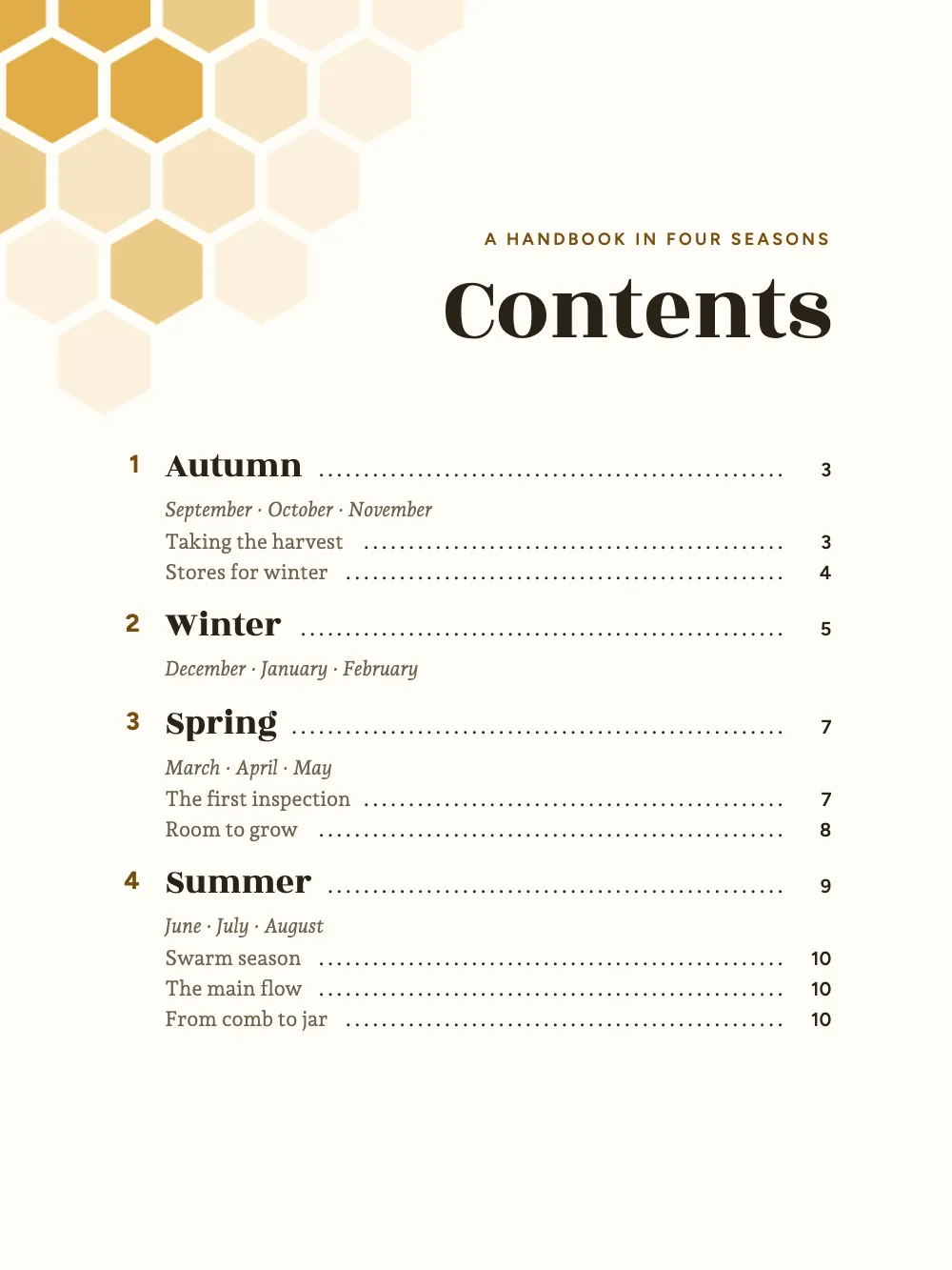 Opening page 2: Contents.
