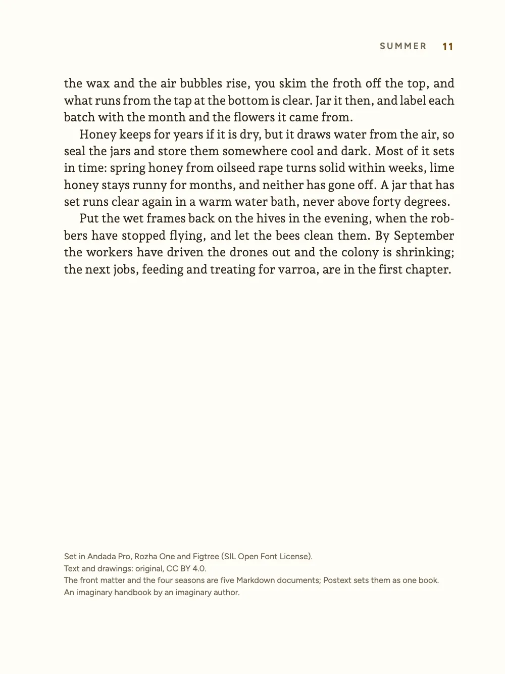Page 11. Page 11 is the book’s one right-hand body page: its running head reads SUMMER, the chapter title, beside the folio.