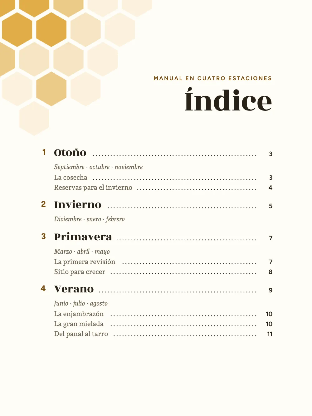 Página de apertura 2: Índice.