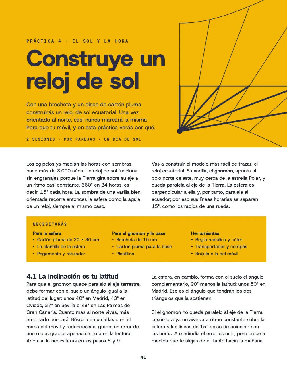 Página de apertura 41: Construye un reloj de sol.