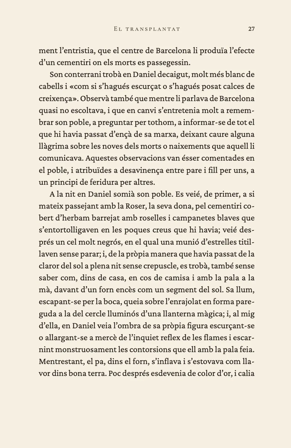 Page 27. A text page of chapter IV. Halfway down, a line ends on titil- and the next one opens with laven: the middle dot of titil·laven gives way to the hyphen.