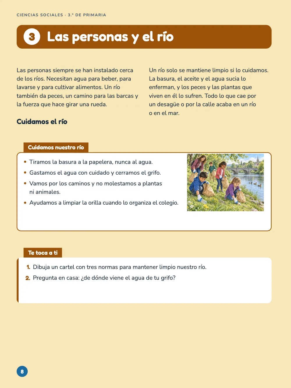 Página 8: Las personas y el río.