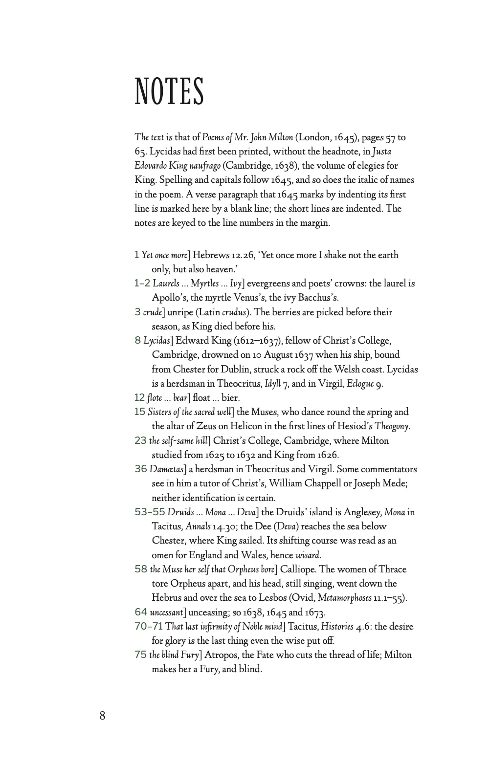 Opening page 8: Notes.