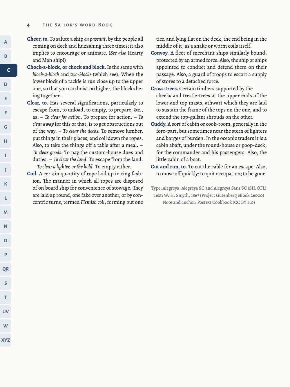 Page 4. Page 4: the last C entries fill both columns, which end level, and a three-line colophon closes the second.