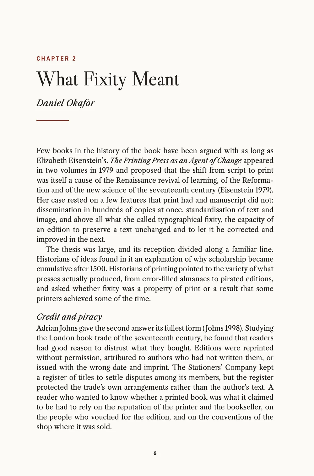 Opening page 6: 2 What Fixity Meant.
