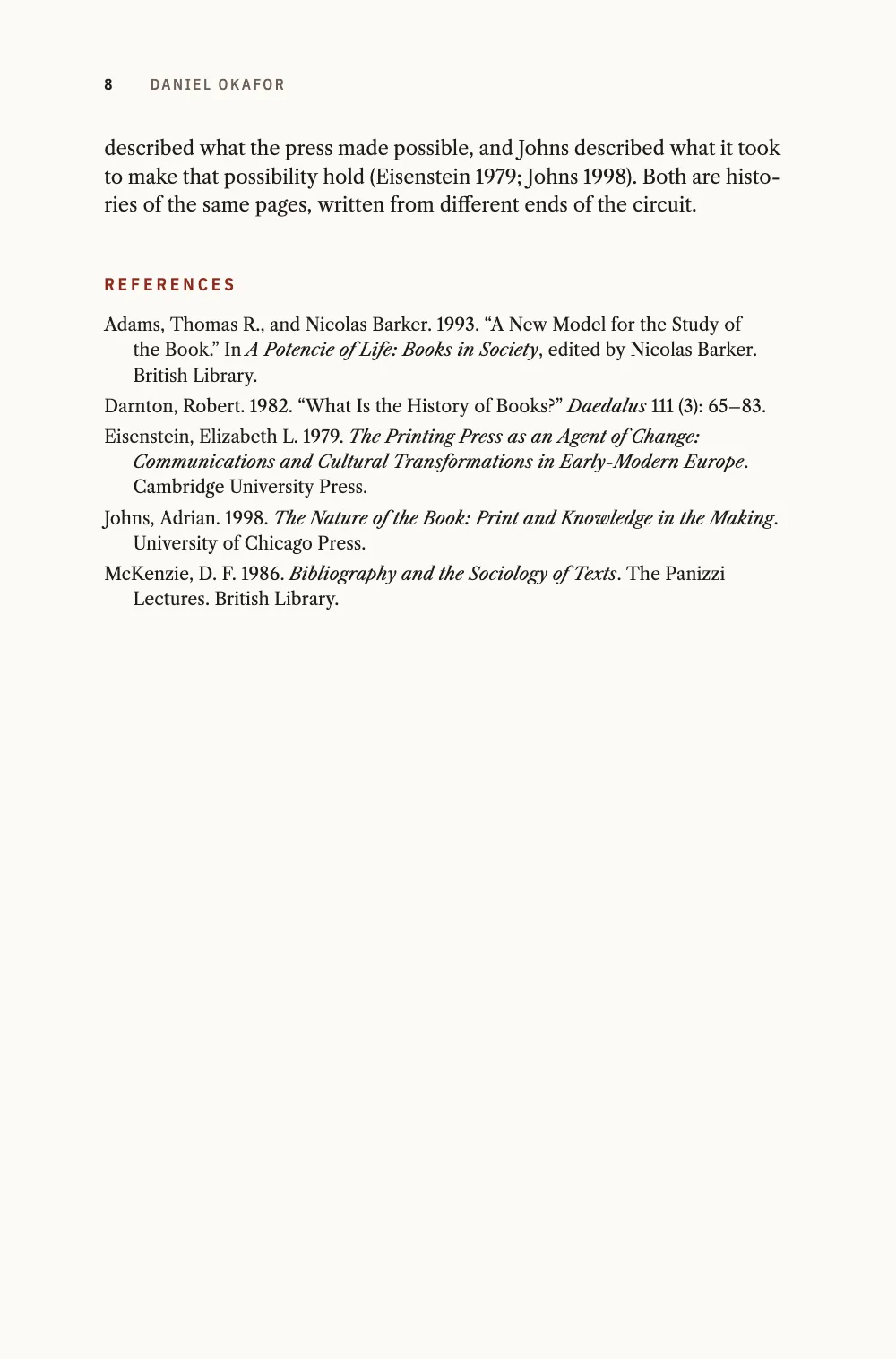 Page 8: REFERENCES.
