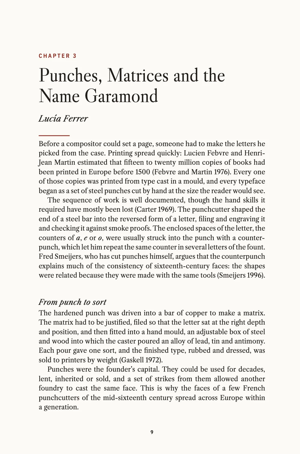 Opening page 9: 3 Punches, Matrices and the Name Garamond.