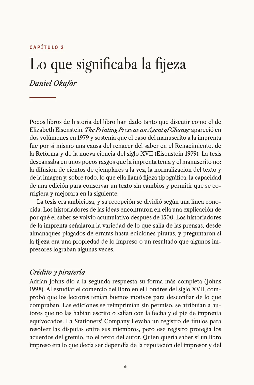 Página de apertura 6: 2 Lo que significaba la fijeza.
