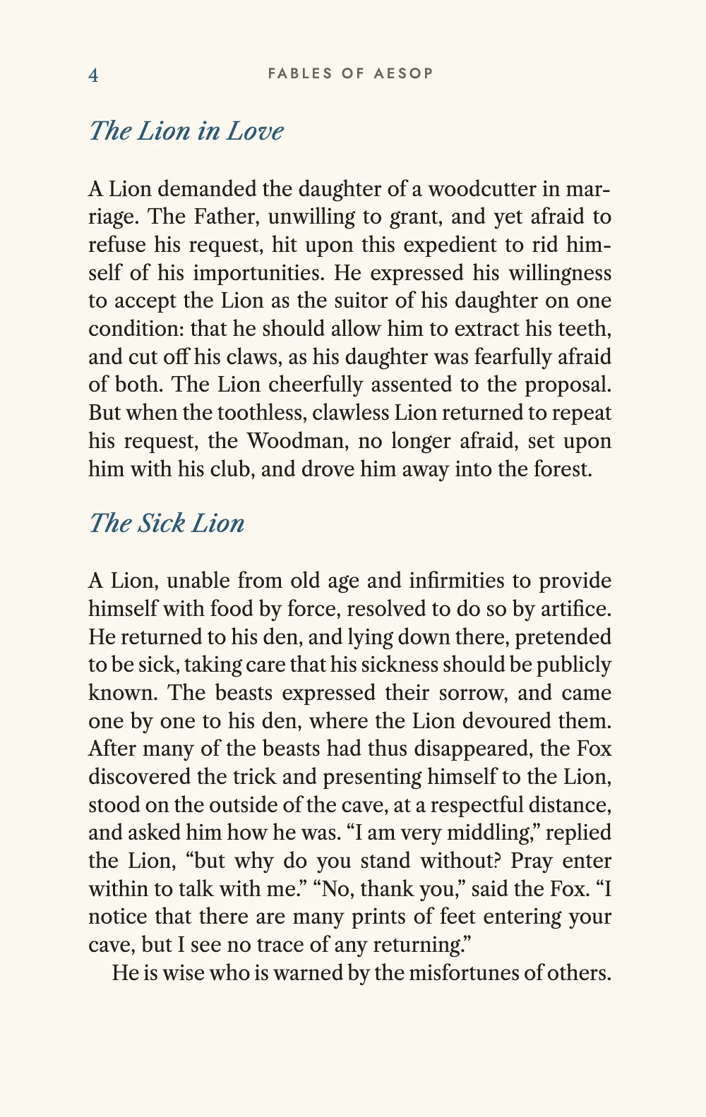 Page 4: The Lion in Love.