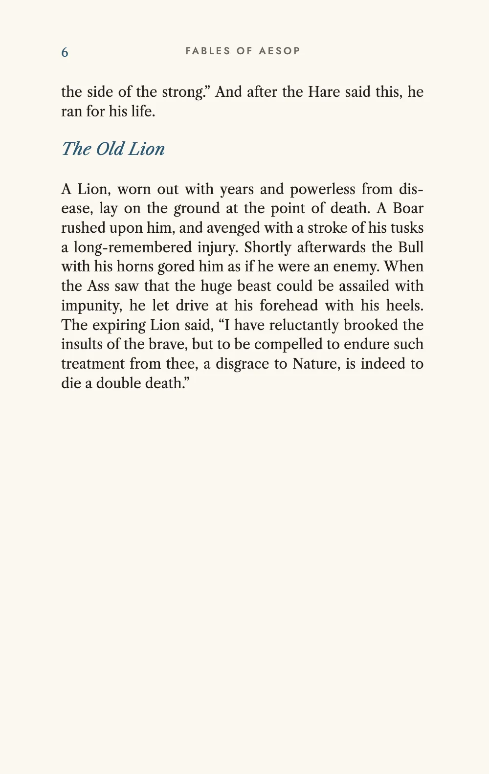 Page 6: The Old Lion.