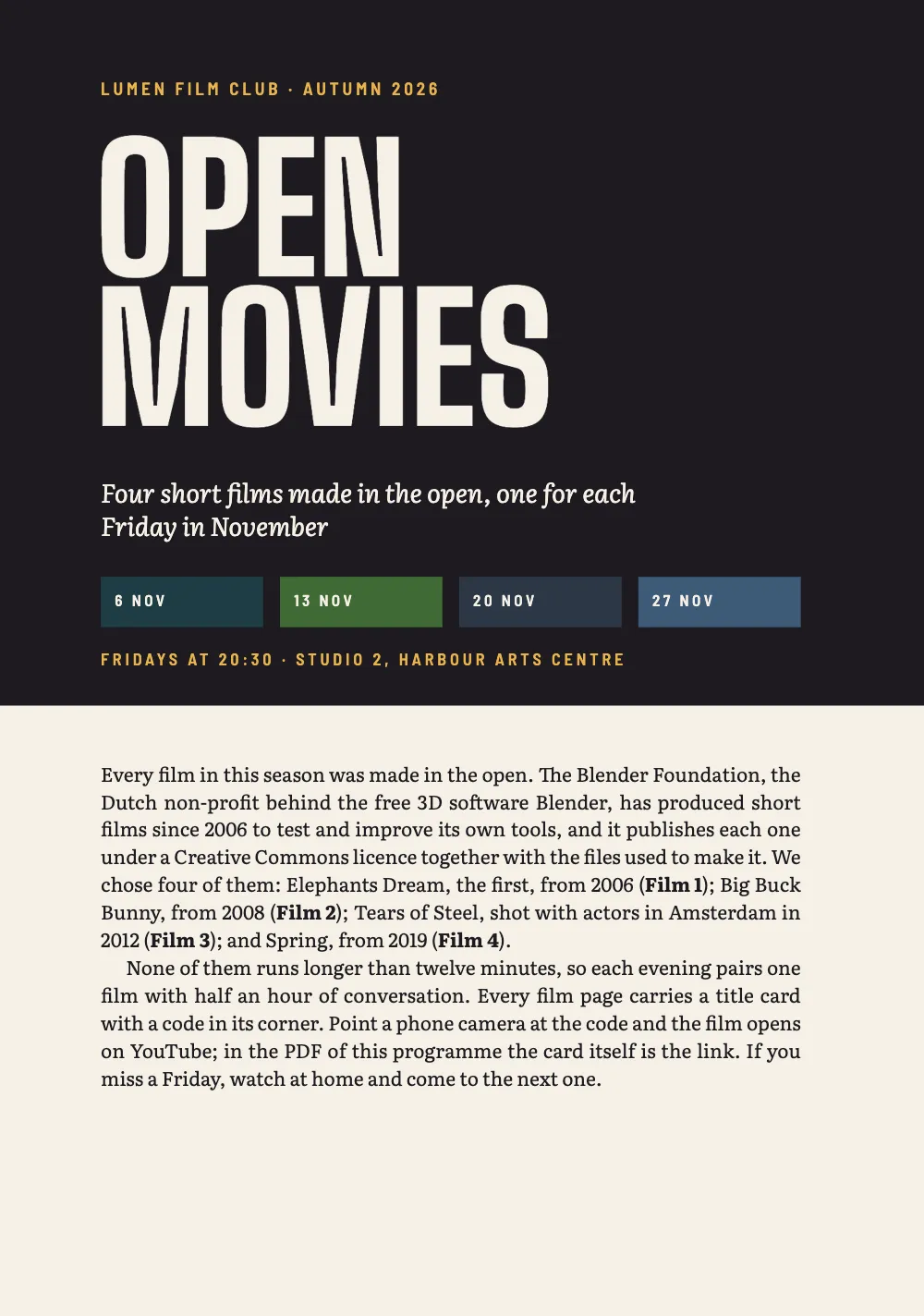 Opening page 1: Open Movies.