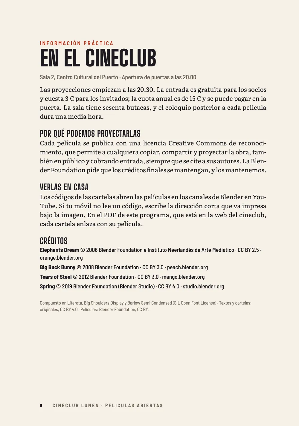 Página de apertura 6: En el cineclub.