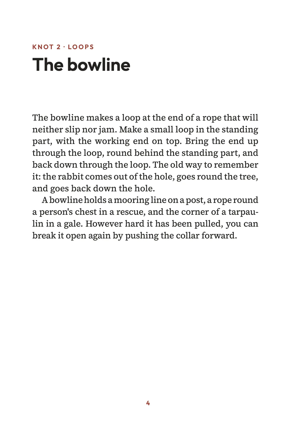 Opening page 4: The bowline.