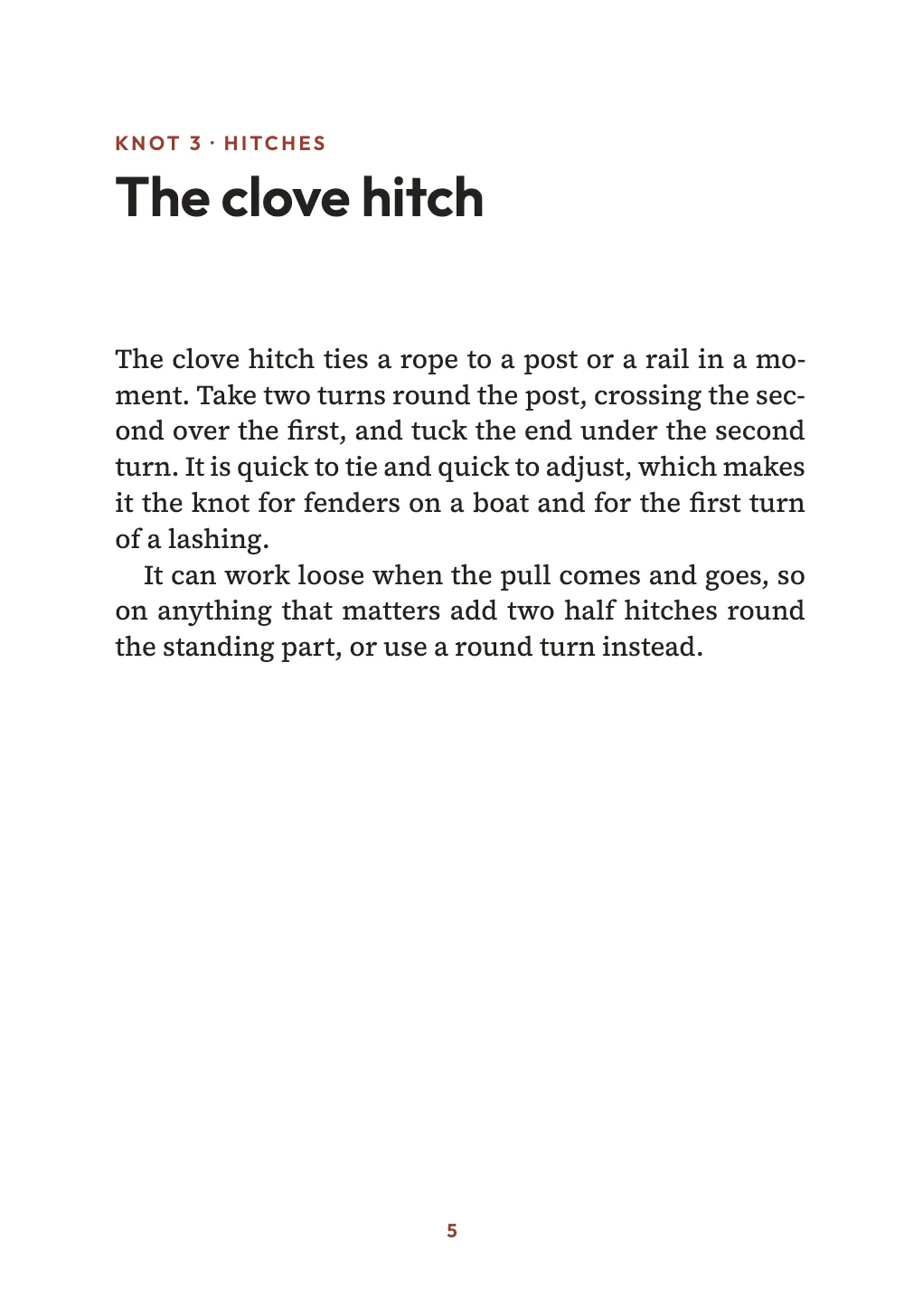 Opening page 5: The clove hitch.