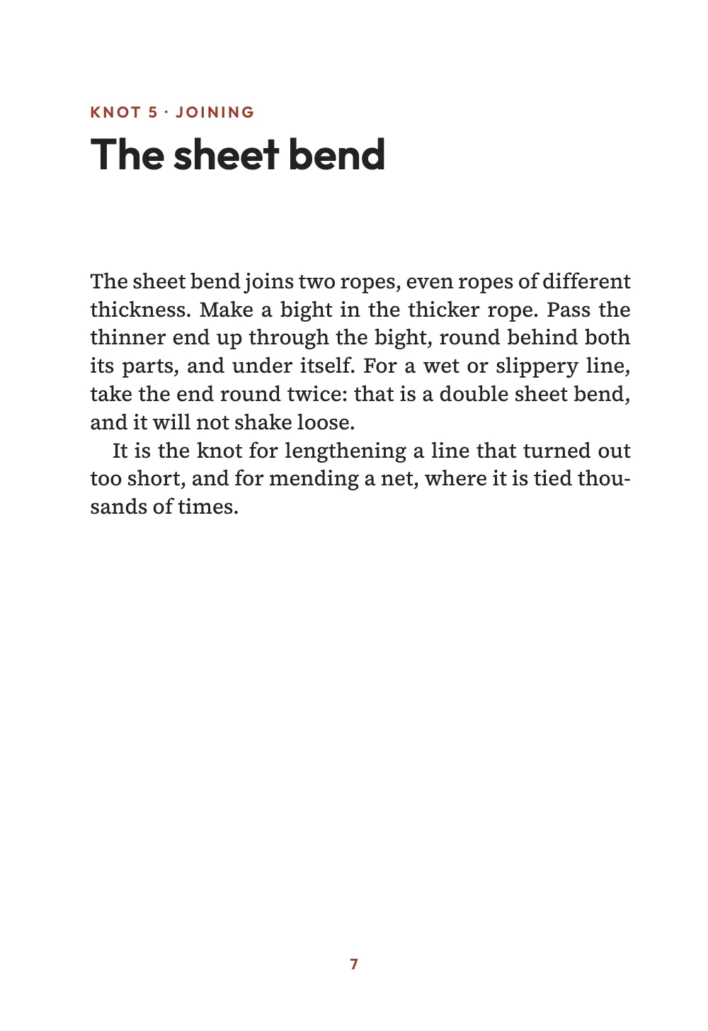 Opening page 7: The sheet bend.