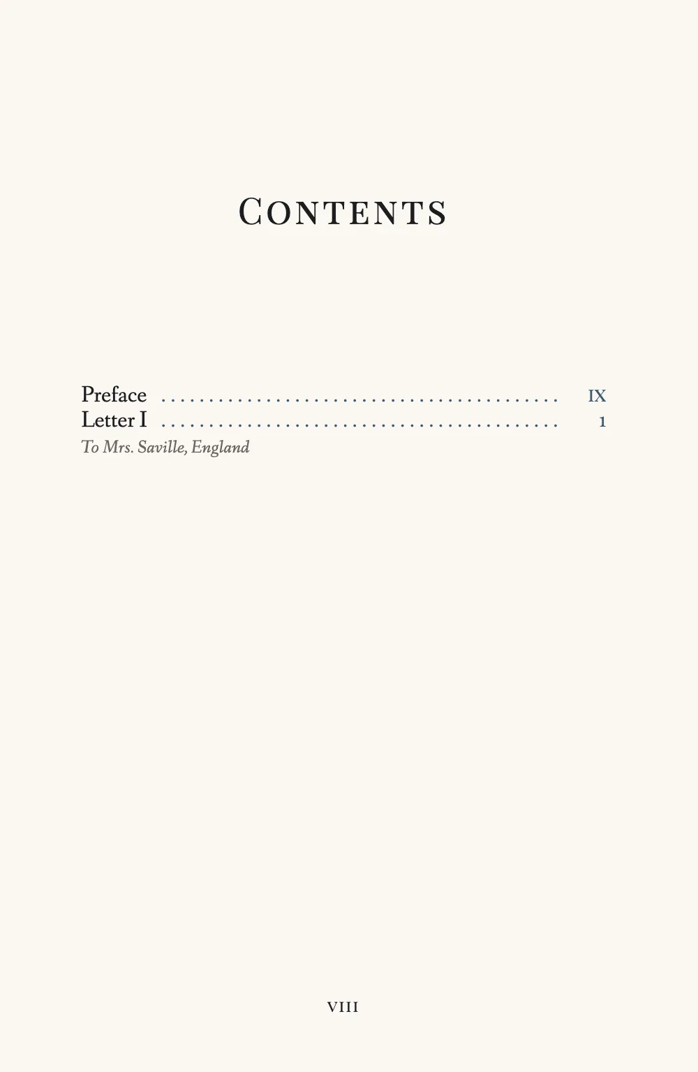 Opening page viii: Contents.