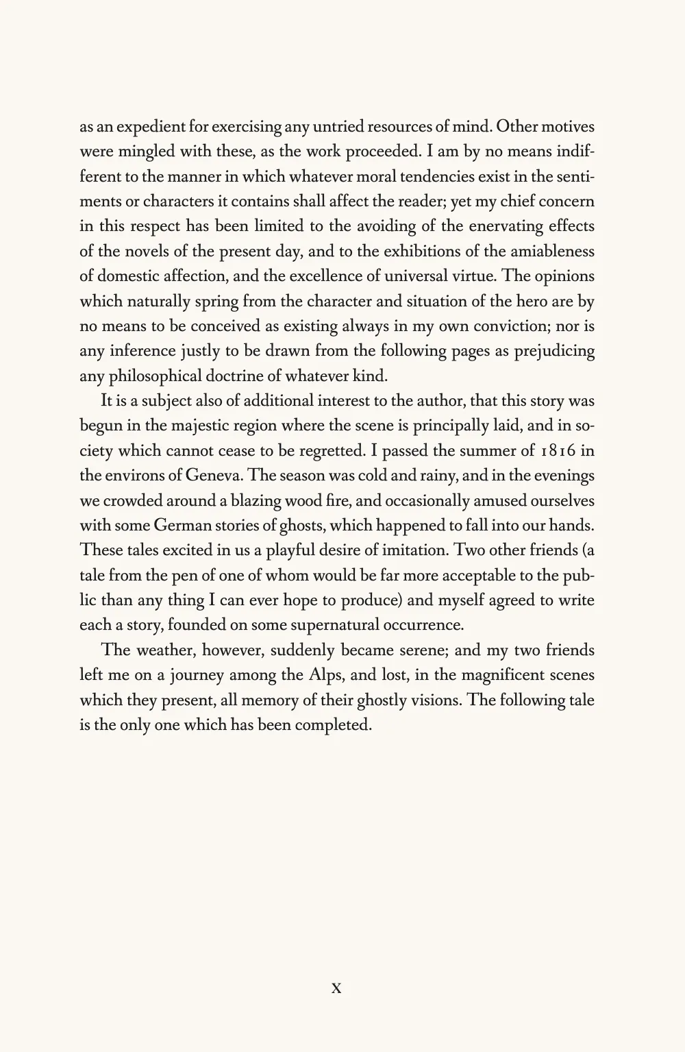 Page x. The last page of the Preface: its folio, x, is set in small capitals centred at the foot.