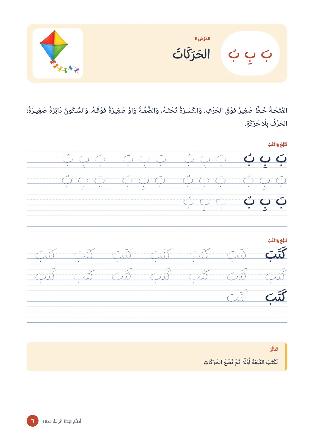 صفحة الافتتاح ٦: الحَرَكَاتُ.