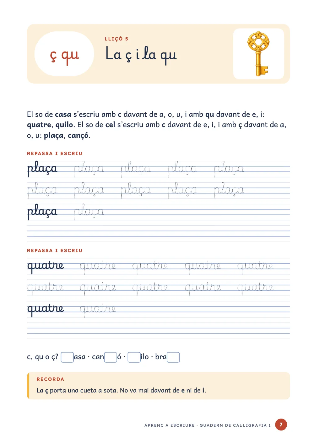 Pàgina d'obertura 7: La ç i la qu.