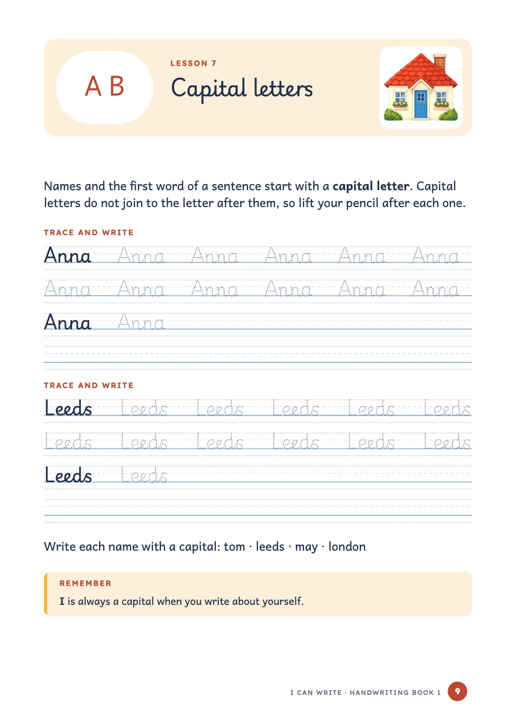 Opening page 9: Capital letters.