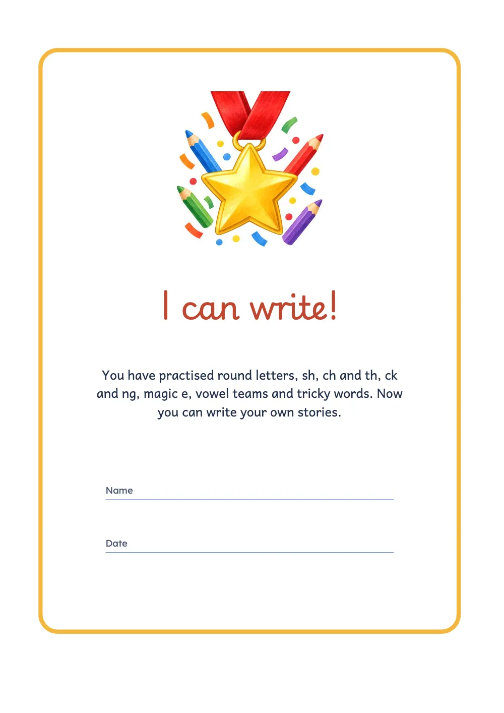 Opening page 12: I can write!