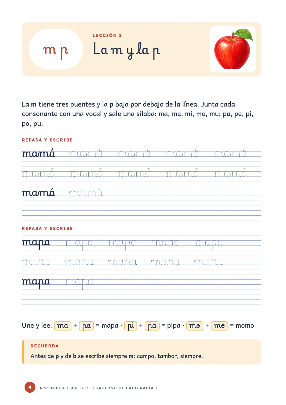 Página de apertura 4: La m y la p.