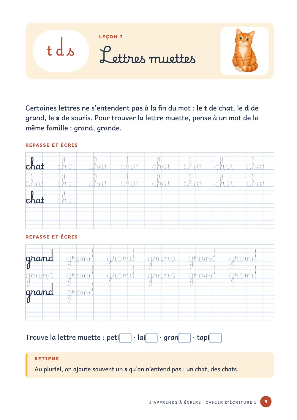 Page d’ouverture 9 : Lettres muettes.