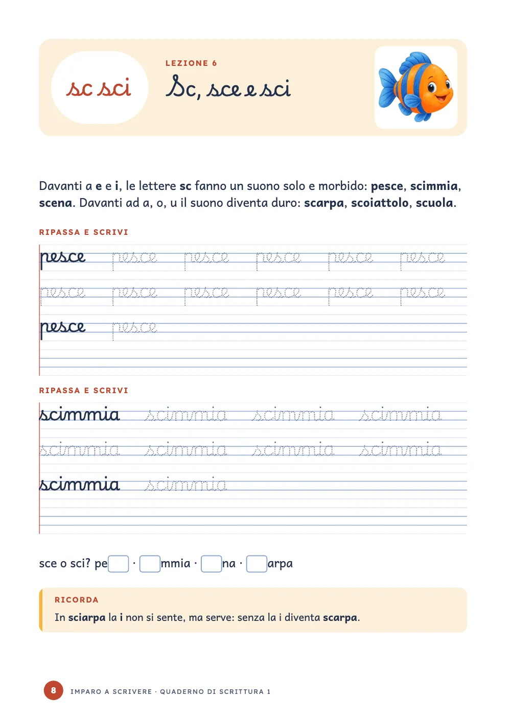 Pagina d’apertura 8: Sc, sce e sci.