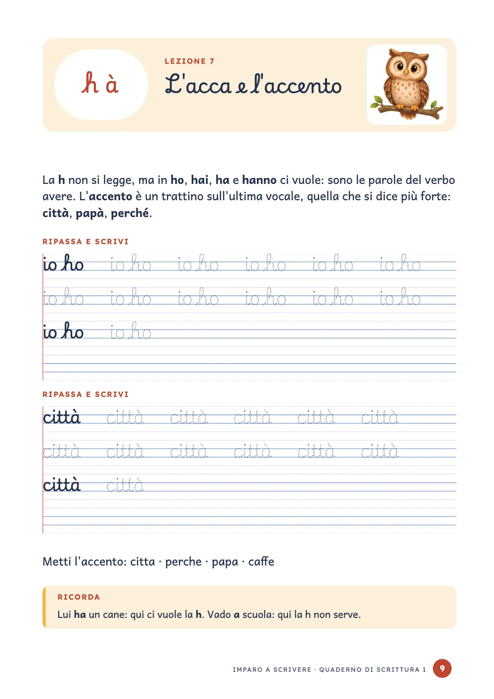 Pagina d’apertura 9: L'acca e l'accento.