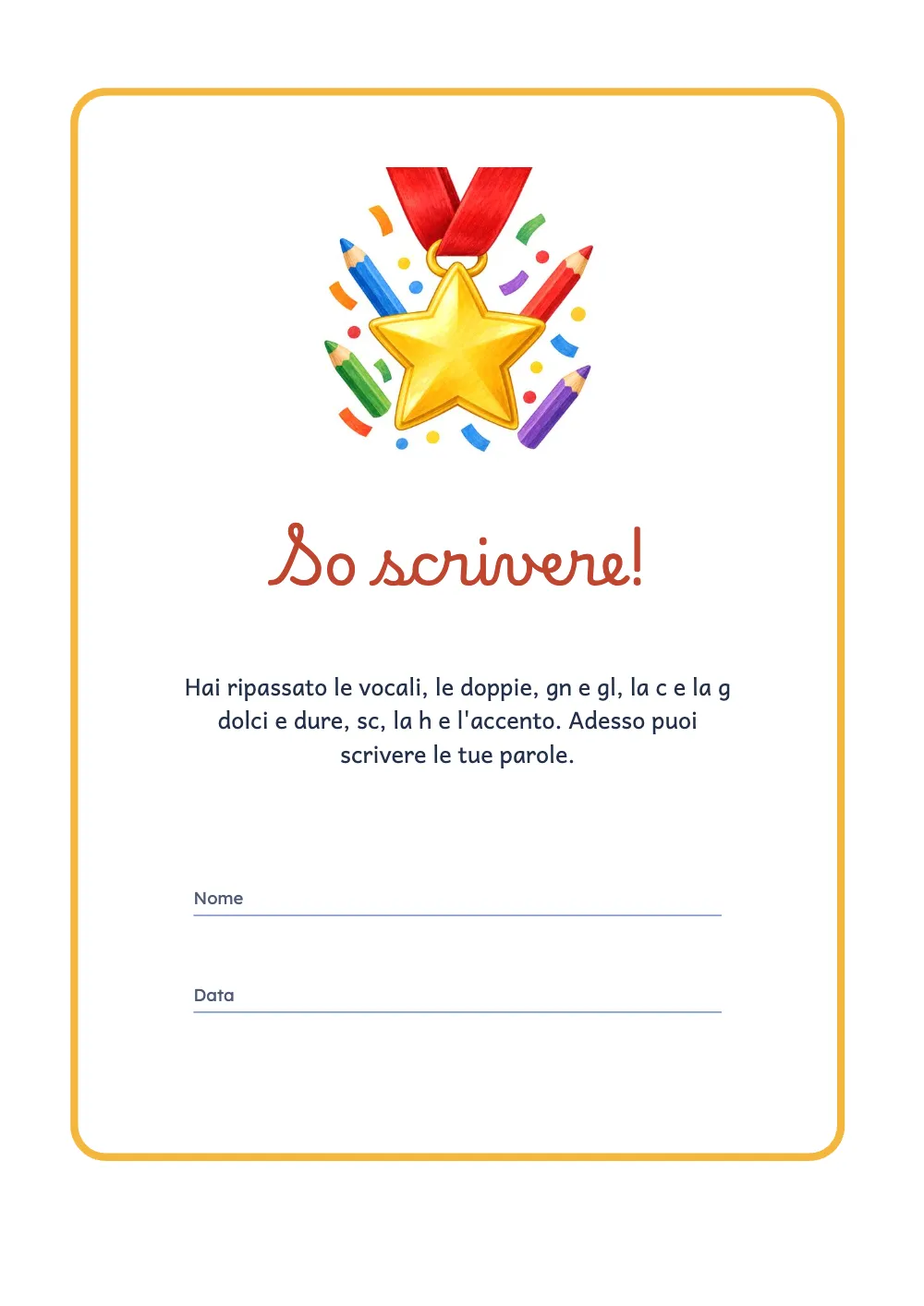 Pagina d’apertura 12: So scrivere!