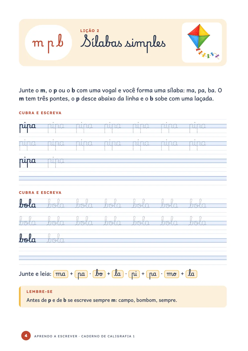 Página de abertura 4: Sílabas simples.