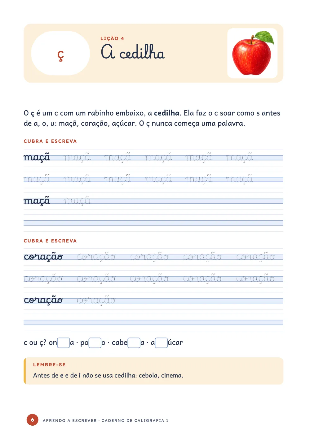 Página de abertura 6: A cedilha.