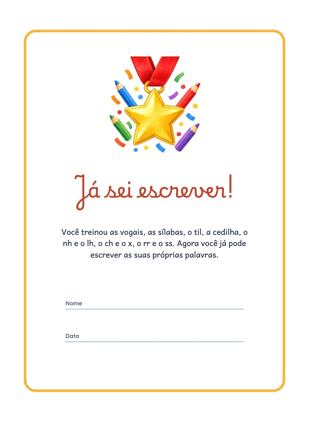Página de abertura 12: Já sei escrever!