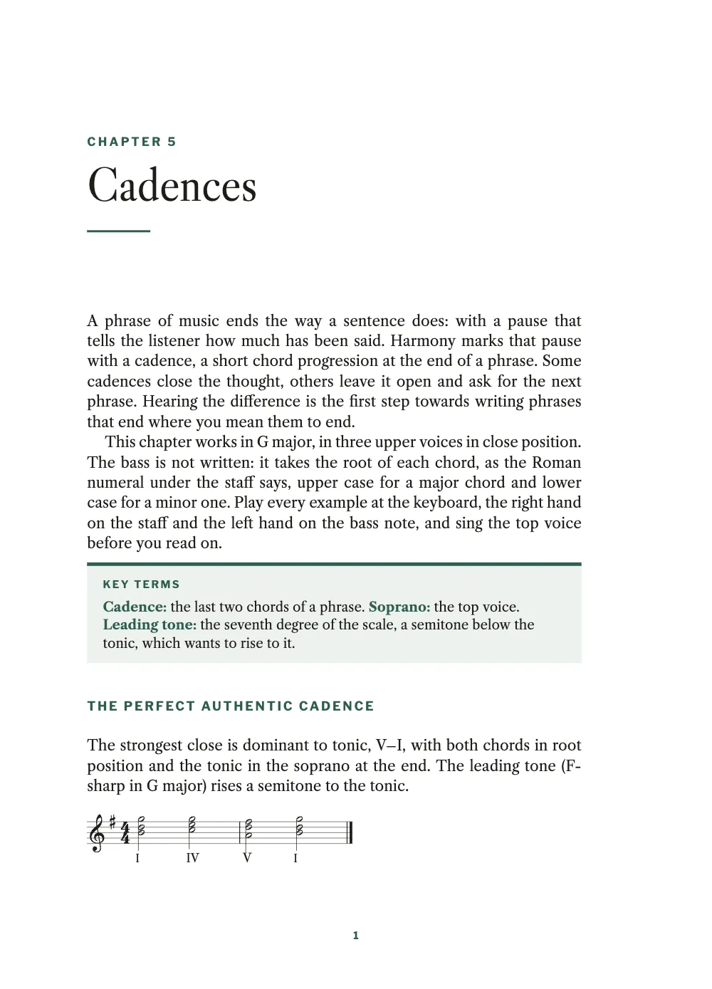 Opening page 1: Cadences.