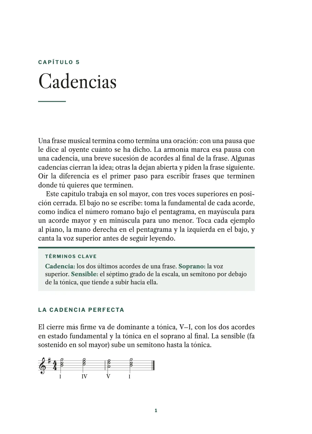 Página de apertura 1: Cadencias.