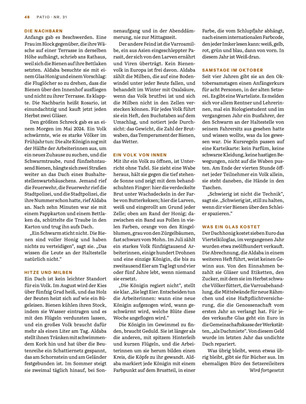 Seite 48: Die Bienen auf dem Dach (Fortsetzung).