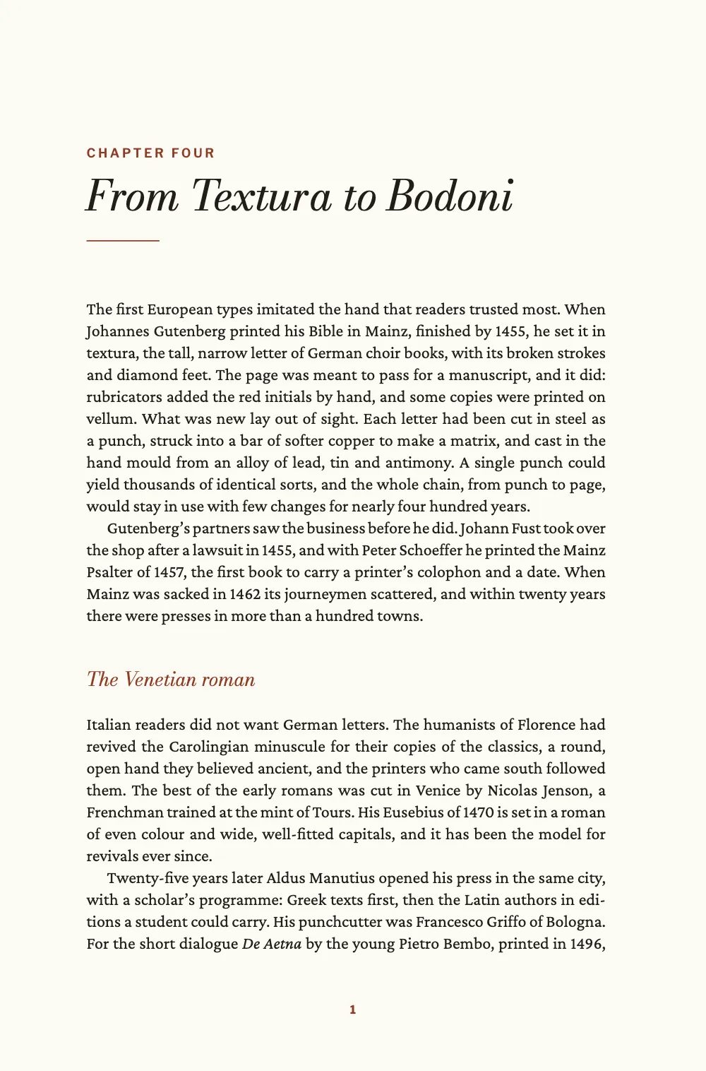 Opening page 1: From Textura to Bodoni.