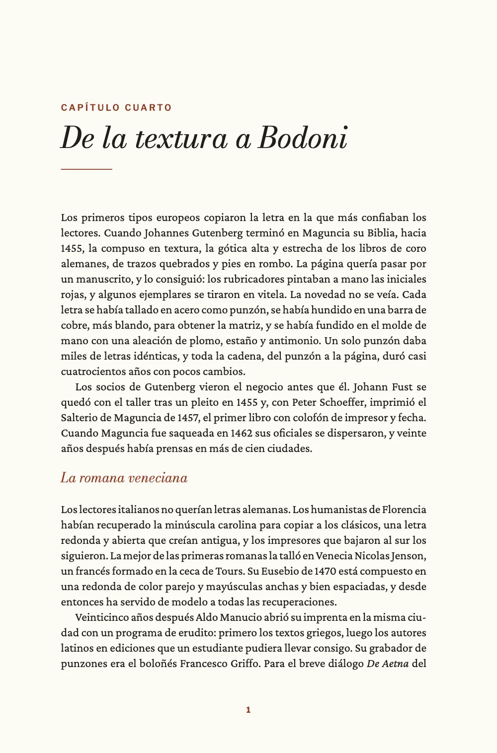 Página de apertura 1: De la textura a Bodoni.