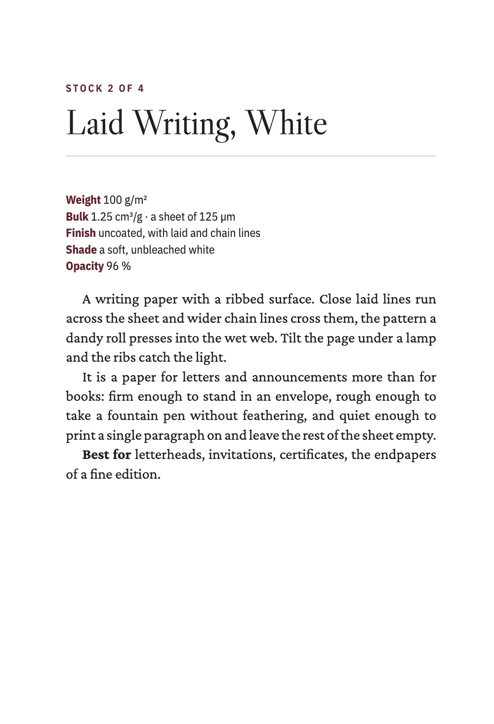 Opening page 5: Laid Writing, White.