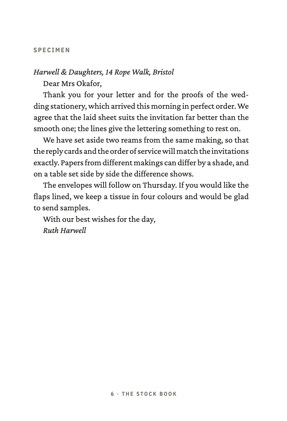 Page 6: SPECIMEN.