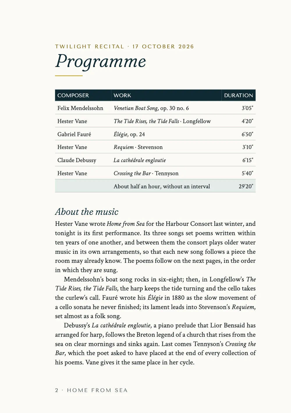 Opening page 2: Programme.