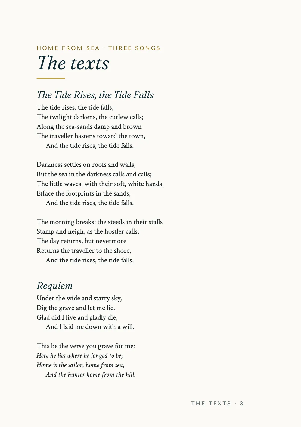 Opening page 3: The texts.