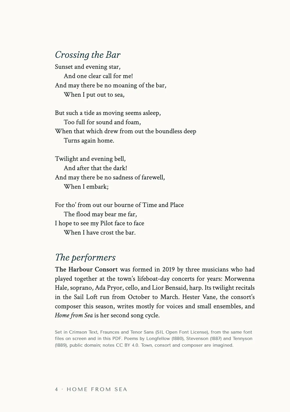 Page 4: Crossing the Bar.