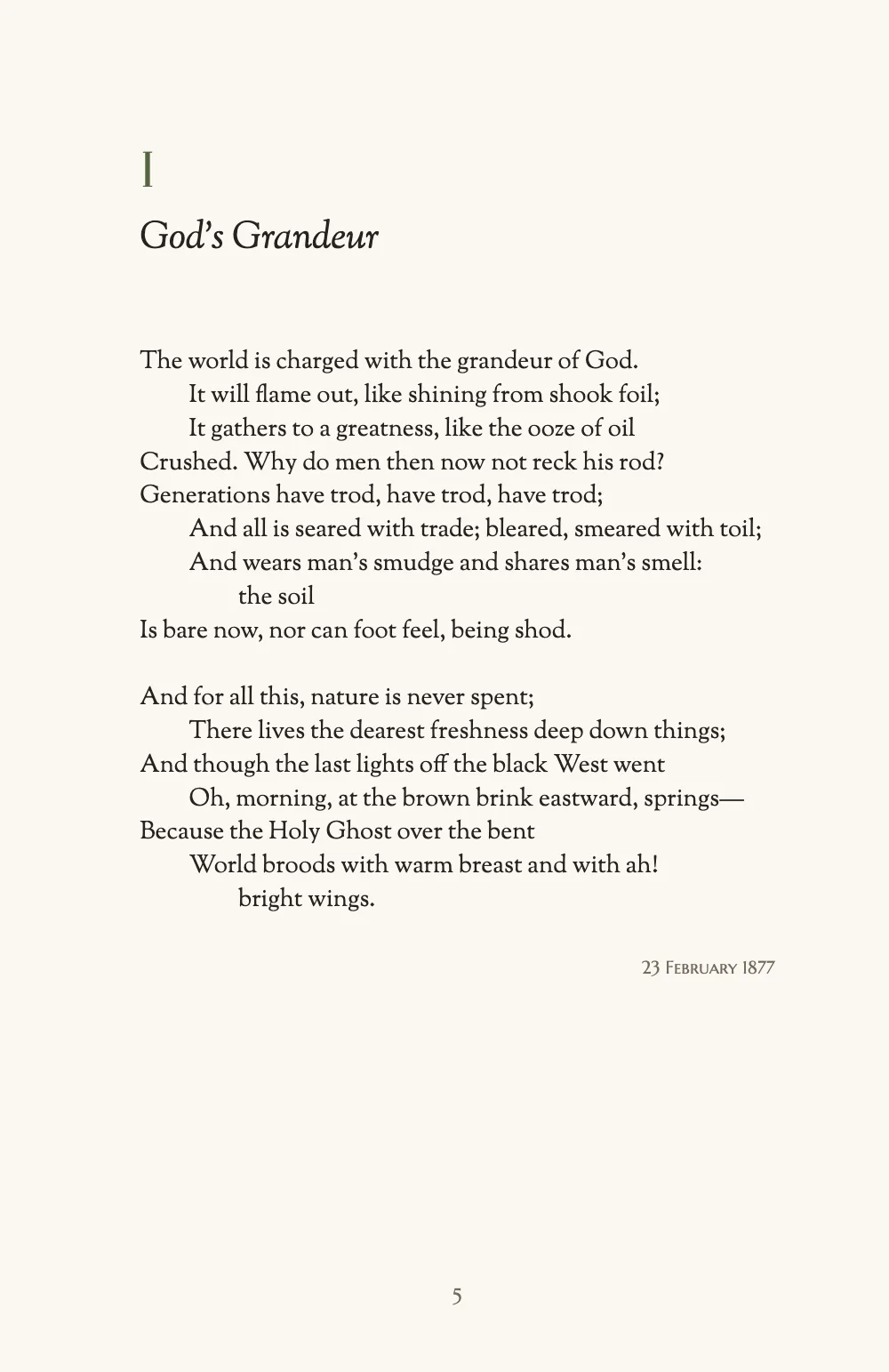 Opening page 5: I God’s Grandeur.