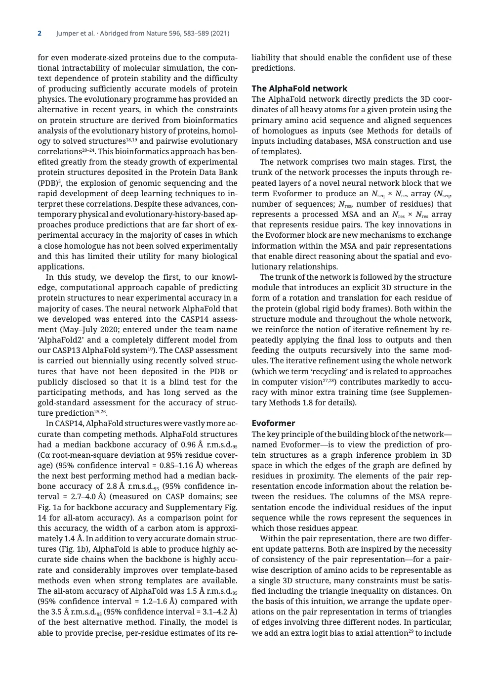 Page 2: The AlphaFold network.