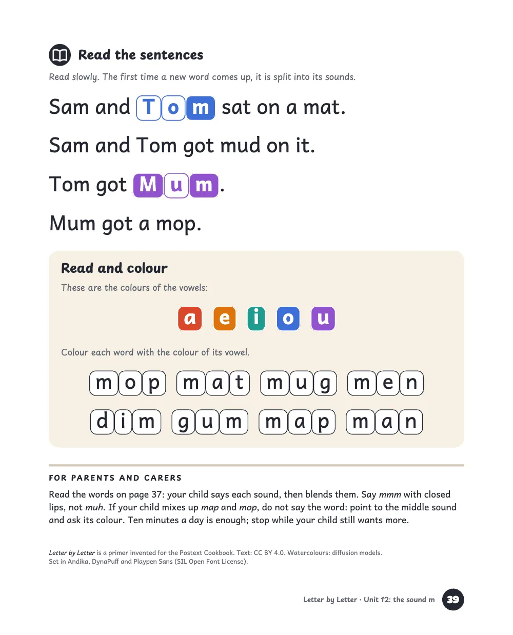 Page 39: Read the sentences.